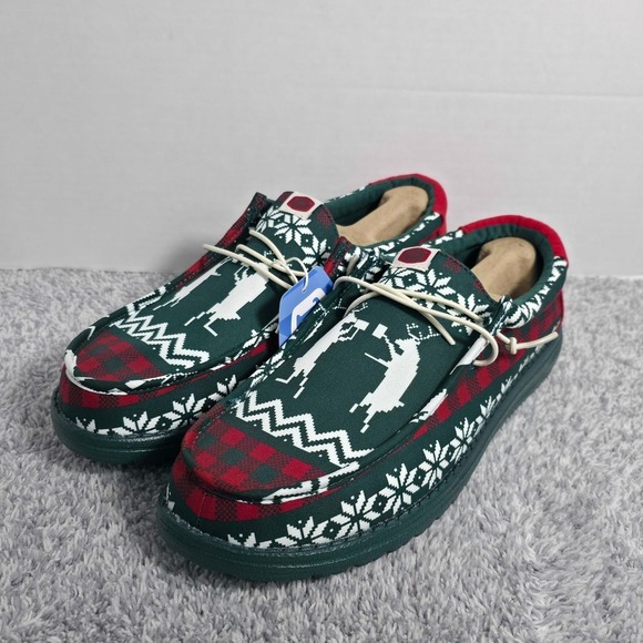 Hey Dude Wally Green Holiday Cheers Christmas Slip On Shoes Mens Size 10 Loafers main image 12